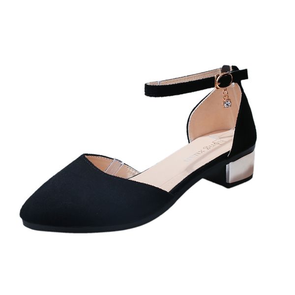new korean fashion 3cm high heels thick with pointed shallow suede high heels, Black
new korean fashion 3cm high heels thick with pointed shallow suede high heels, Black