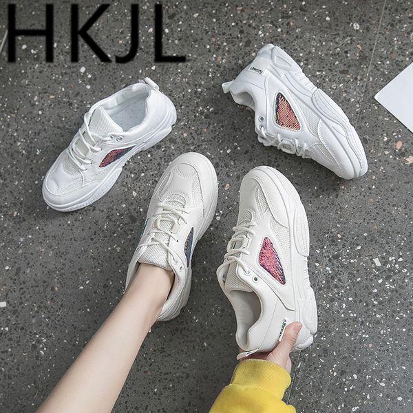 hkjl mesh shoes spring 2019 small white shoes new style go with thick bottom sequins breathable mesh upper a379, Black;white
hkjl mesh shoes spring 2019 small white shoes new style go with thick bottom sequins breathable mesh upper a379, Black;white