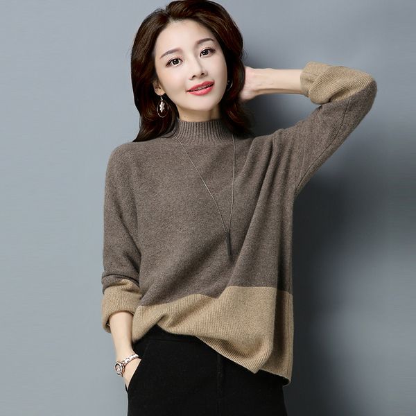 casual fashion wool patchwork color knitted sweater women jumper long sleeve turtleneck baggy loose pull jumpers ladies pullover, White;black
casual fashion wool patchwork color knitted sweater women jumper long sleeve turtleneck baggy loose pull jumpers ladies pullover, White;black