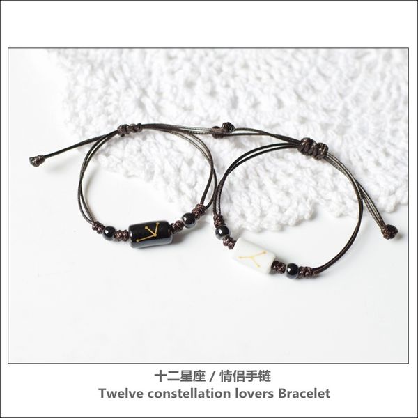 12 constellation jingdezhen ceramic bracelet korean student handmade bracelet couple cartoon artistic woven bracelet, Black
12 constellation jingdezhen ceramic bracelet korean student handmade bracelet couple cartoon artistic woven bracelet, Black
