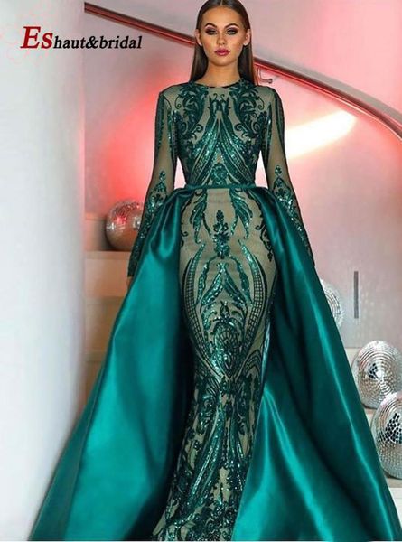 elegant muslim green long sleeve evening dresses 2019 with detachable train sequin bling moroccan kaftan formal prom party gown, White;black
elegant muslim green long sleeve evening dresses 2019 with detachable train sequin bling moroccan kaftan formal prom party gown, White;black
