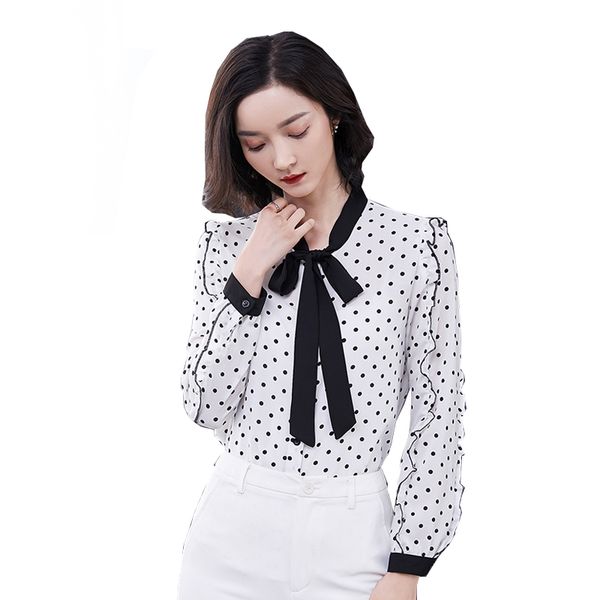 2020 new womens chiffon shirt bow ruffles ol blouse dot printed ladies shirt long sleeve chiffon, White
2020 new womens chiffon shirt bow ruffles ol blouse dot printed ladies shirt long sleeve chiffon, White