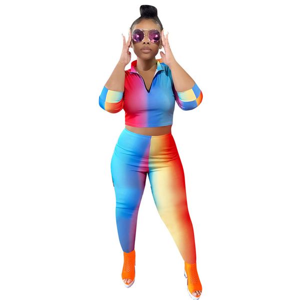 womens 2pcs rainbow striped tracksuits woman autumn v-neck zipper short tshirts with pencil pant suits women fashion sport sets, Gray
womens 2pcs rainbow striped tracksuits woman autumn v-neck zipper short tshirts with pencil pant suits women fashion sport sets, Gray