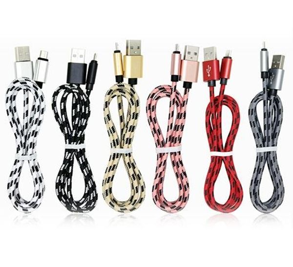 

new fashion braided cable 1m 3ft micro usb v8 type c woven data charging phone charger cord for smartphone samsung s6 s7 s8 huawei 6 7 8