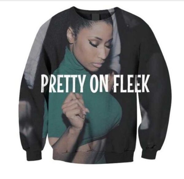 new fashion womens/mens nicki minaj pretty on fleek funny 3d print crewneck sweatshirt jumper women/men fashion clothing aabb09=10, Black
new fashion womens/mens nicki minaj pretty on fleek funny 3d print crewneck sweatshirt jumper women/men fashion clothing aabb09=10, Black