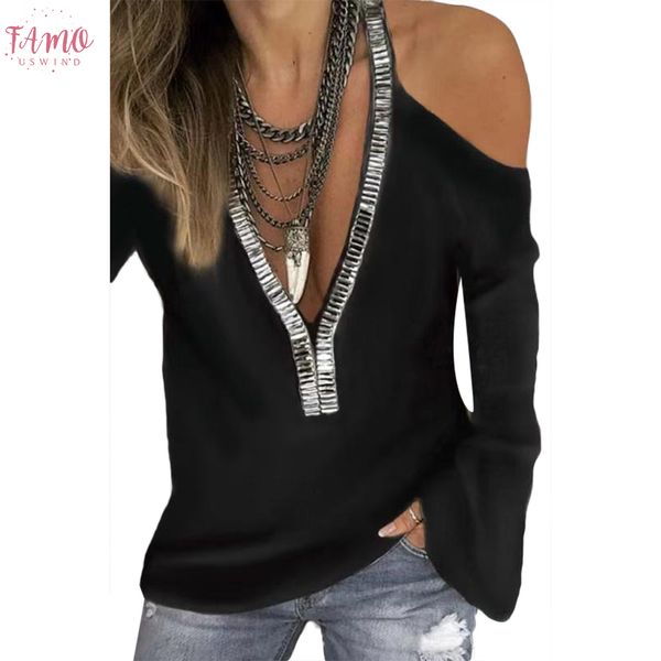 sequins v neck cold shoulder long sleeve t shirt women solid color plus size solid color sequins decor womens t, White
sequins v neck cold shoulder long sleeve t shirt women solid color plus size solid color sequins decor womens t, White