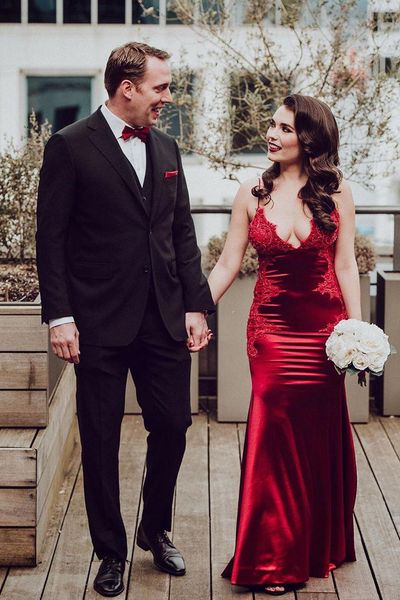 new burgundy satin appliques prom dresses mermaid backless v neck long formal evening party dress robe de soiree b28, Black
new burgundy satin appliques prom dresses mermaid backless v neck long formal evening party dress robe de soiree b28, Black