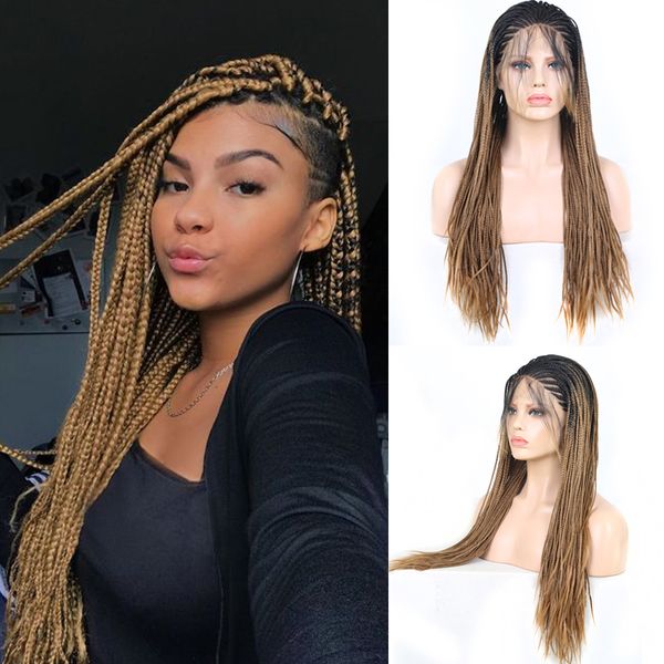 charisma ombre brown box braided wig heat resistant fiber hair synthetic lace front wig with baby hair cosplay wigs, Black
charisma ombre brown box braided wig heat resistant fiber hair synthetic lace front wig with baby hair cosplay wigs, Black