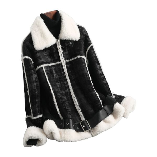 real fur coat women sheep shearing wool coat ladies 2019 winter zippers female genuine sheep fur jacket, Black
real fur coat women sheep shearing wool coat ladies 2019 winter zippers female genuine sheep fur jacket, Black