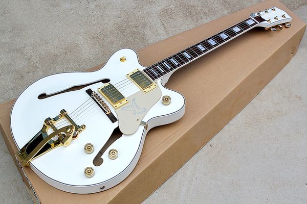 factory custom rosewood fingerboard semi-hollow white body electric guitar with golden hardware,tremolo bridge,can be customized
factory custom rosewood fingerboard semi-hollow white body electric guitar with golden hardware,tremolo bridge,can be customized