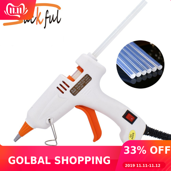 

20w 30w eu plug melt glue gun with 5pcs 20pcs 7mm glue sticks industrial home diy mini guns electric repair heat tool