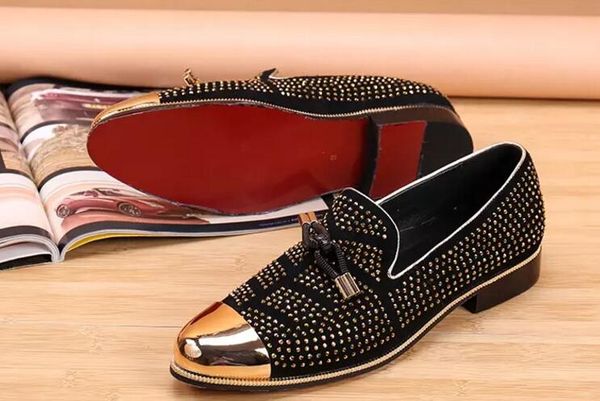 leather tassel men dress wedding shoes flats crystal slip on breathable formal shoes cow leather gold metallic mens studded shoes, Black
leather tassel men dress wedding shoes flats crystal slip on breathable formal shoes cow leather gold metallic mens studded shoes, Black