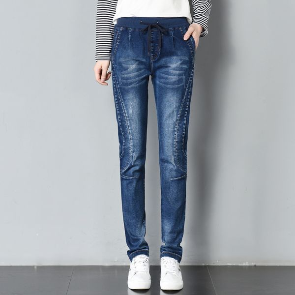 women large size slim-type womens jeans new fashion denim retro loose elastic waist female vintage females trousers, Blue
women large size slim-type womens jeans new fashion denim retro loose elastic waist female vintage females trousers, Blue