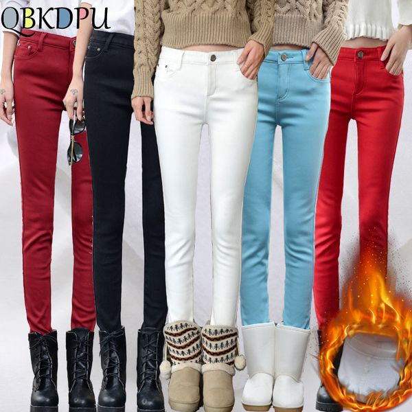 women's candy color thick velvet winter warm jeans plus size skinny warm jeans for woman female stretch denim pencil pants, Blue
women's candy color thick velvet winter warm jeans plus size skinny warm jeans for woman female stretch denim pencil pants, Blue