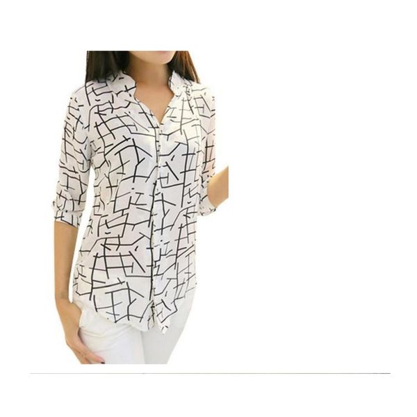 women's striped printing dyeing slim slender willowy 3/4 sleeve chiffon irregular button single-breasted casual shirt, White
women's striped printing dyeing slim slender willowy 3/4 sleeve chiffon irregular button single-breasted casual shirt, White