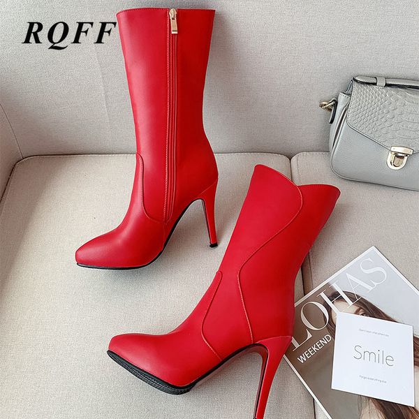2019 new plus size 44 45 46 autumn winter mid-calf boots women fashion platform super high heel shoes woman pu leather pathwork, Black
2019 new plus size 44 45 46 autumn winter mid-calf boots women fashion platform super high heel shoes woman pu leather pathwork, Black