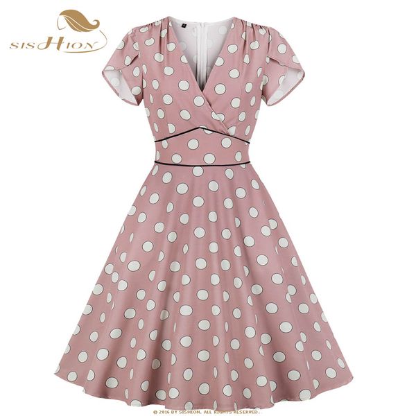 sishion women summer dress short sleeve polka dots pink femme casual dress vd1087 robe vintage, Black;gray
sishion women summer dress short sleeve polka dots pink femme casual dress vd1087 robe vintage, Black;gray
