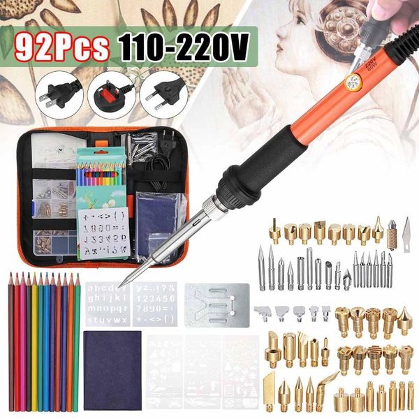 92pcs 60w wood burning tool pyrography pen adjustable temperature soldering iron with carving stencils drawing template
92pcs 60w wood burning tool pyrography pen adjustable temperature soldering iron with carving stencils drawing template