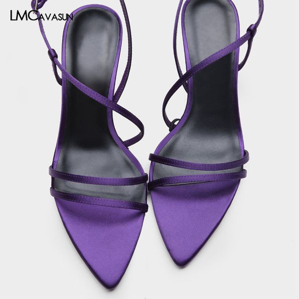 lmcavasun new women's shoes purple silk high heel women sandals, Black