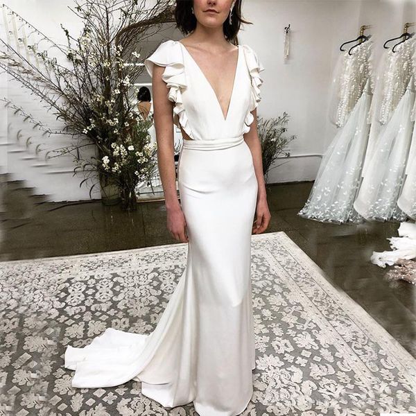 Deep V-neck Cascading Ruffles Mermaid Wedding Dresses 2020 Beach Backless Wedding Dresses Sweep Train Bridal Gowns Vestidos De Novia
Deep V-neck Cascading Ruffles Mermaid Wedding Dresses 2020 Beach Backless Wedding Dresses Sweep Train Bridal Gowns Vestidos De Novia