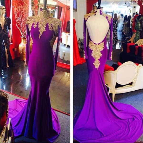 arabic purple mermaid prom dresses long open back gold applique long sleeve high neck formal dress evening gowns party dress robes de soirée, Black;red
arabic purple mermaid prom dresses long open back gold applique long sleeve high neck formal dress evening gowns party dress robes de soirée, Black;red