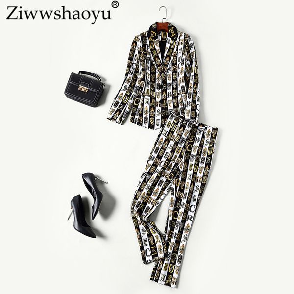 ziwwshaoyueurope and the united states 2018 autumn runway new two-piece office lady turn-down collar letter print two-piece suit, Gray
ziwwshaoyueurope and the united states 2018 autumn runway new two-piece office lady turn-down collar letter print two-piece suit, Gray