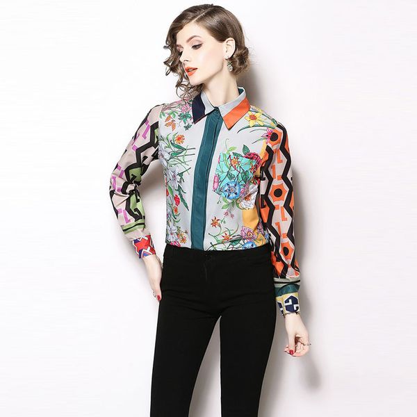2020 new summer women chemise spring print single breast blouses fashion luxury designer shirts long sleeved women's blouses shirts, White
2020 new summer women chemise spring print single breast blouses fashion luxury designer shirts long sleeved women's blouses shirts, White