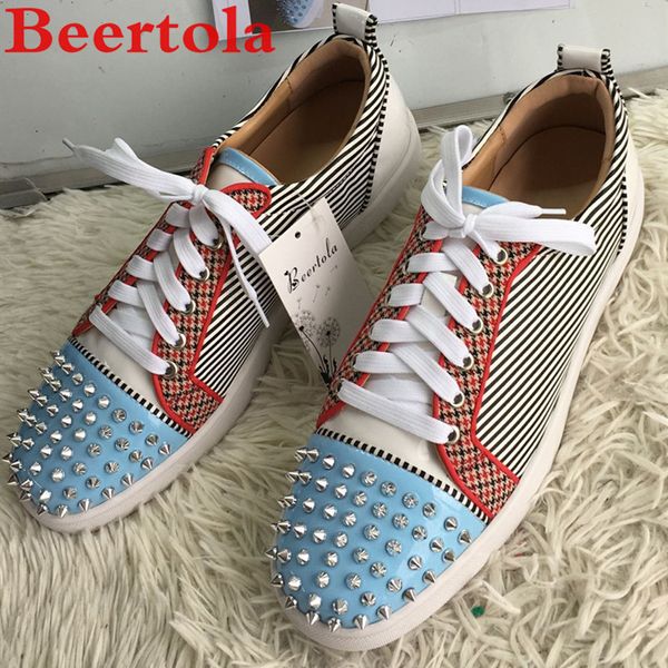 beertola new men shoes mixed color lines round toe low luxury design real ps flats shoes holiday couple, Black
beertola new men shoes mixed color lines round toe low luxury design real ps flats shoes holiday couple, Black