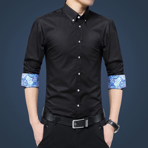 new korean version of pure color casual men's classic high-end slim shirt large size fat shirt cotton ironing, White;black
new korean version of pure color casual men's classic high-end slim shirt large size fat shirt cotton ironing, White;black