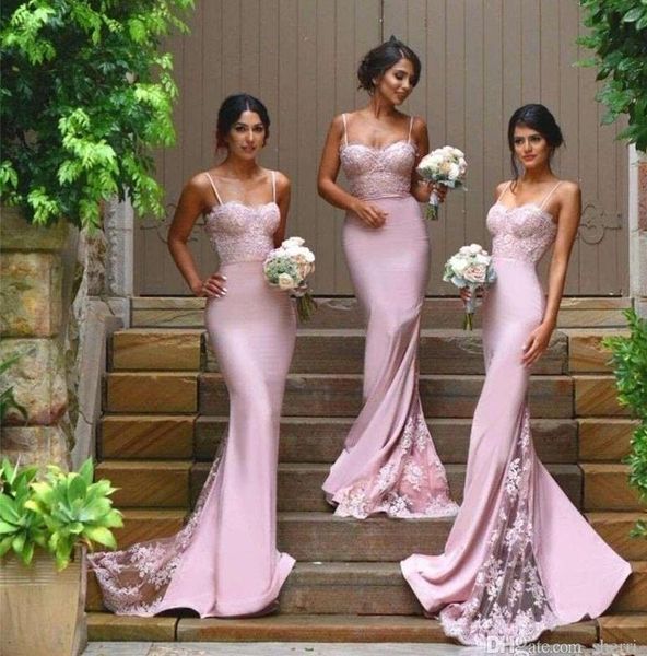 custom blush pink bridesmaid dresses spaghetti strap sleeveless mermaid lace junior country evening dresses long maid of honor dresses, White;pink
custom blush pink bridesmaid dresses spaghetti strap sleeveless mermaid lace junior country evening dresses long maid of honor dresses, White;pink