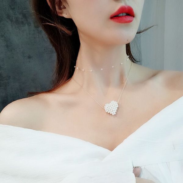 mengjiqiao 2019 korean new elegant double layer heart round ball simulated pearl necklace for women invisible fish line choker, Silver
mengjiqiao 2019 korean new elegant double layer heart round ball simulated pearl necklace for women invisible fish line choker, Silver