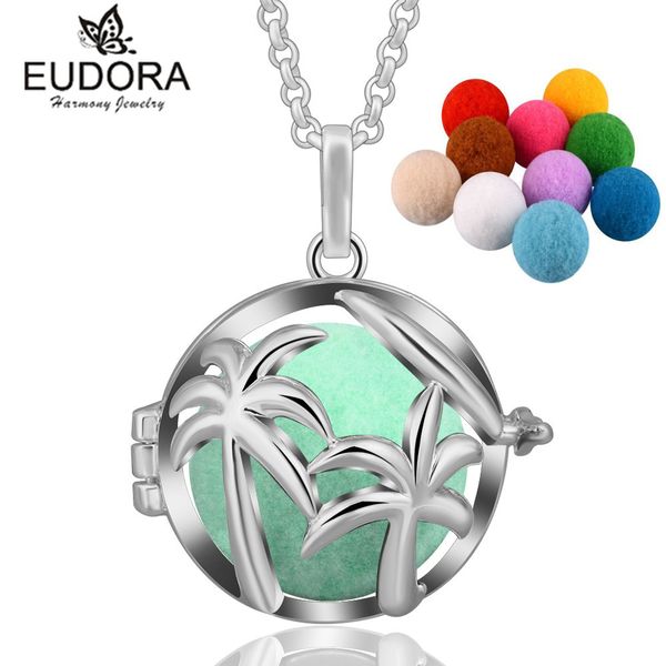 eudora coconut trees aromatherapy perfume harmony floating locket cage essential oils pendant necklace with 10pcs pompons, Silver
eudora coconut trees aromatherapy perfume harmony floating locket cage essential oils pendant necklace with 10pcs pompons, Silver