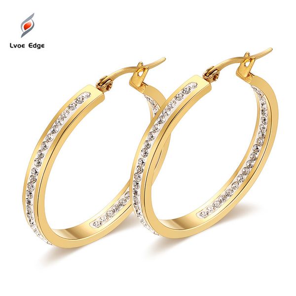 2019new large crystal hoop earrings for women female wedding jewelry gold-color stainless steel, Golden;silver
2019new large crystal hoop earrings for women female wedding jewelry gold-color stainless steel, Golden;silver