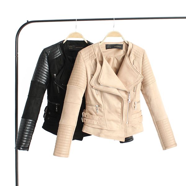 women's leather & faux womens zipper suede jackets ladies autumn winter coats solid pu female motorcycle biker streetwears, Black
women's leather & faux womens zipper suede jackets ladies autumn winter coats solid pu female motorcycle biker streetwears, Black
