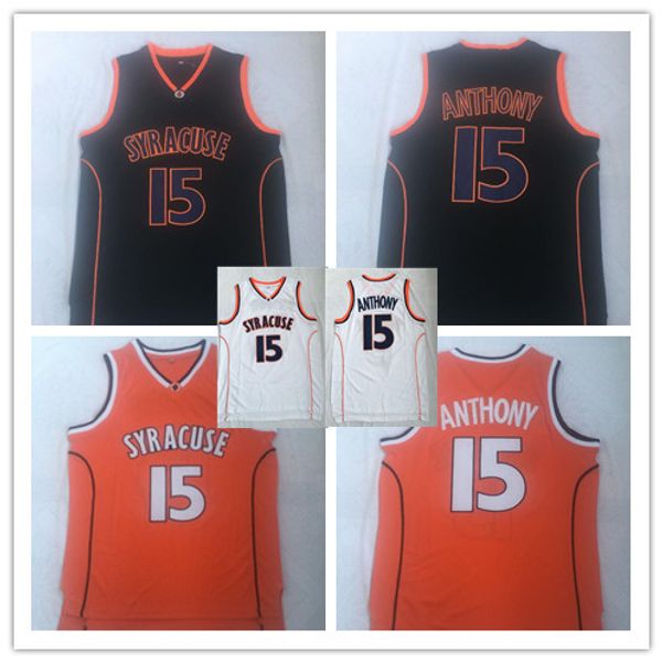 Syracuse 15 Carmelo Anthony College NCAA Jersey Orange Black White Mens Basketball Wears Jerseys Stitched University Shirts