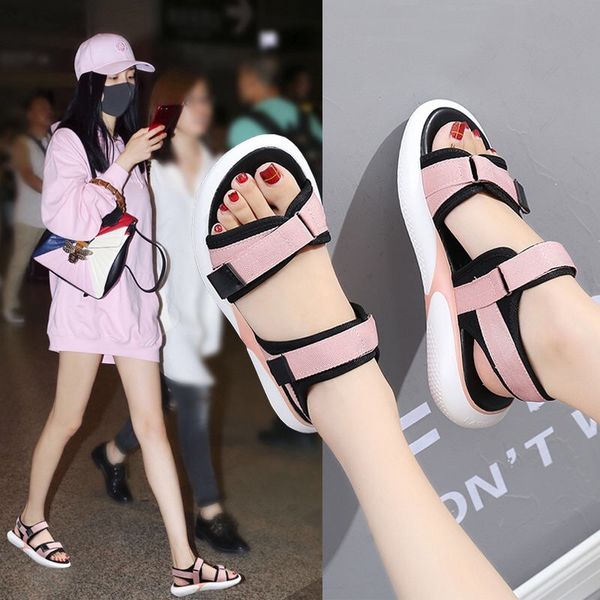 pine cake roman sandals girls summer flat bottom with students korean version of the 2019 new harajuku retro high heels, Black
pine cake roman sandals girls summer flat bottom with students korean version of the 2019 new harajuku retro high heels, Black