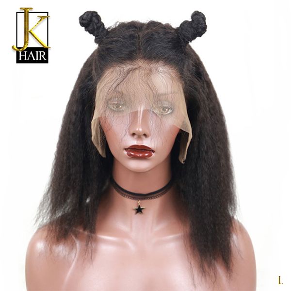 

brazilian 130% 13*4 lace front human hair wigs for women remy black kinky straight short bob wig pre plucked jk low ratio, Black;brown