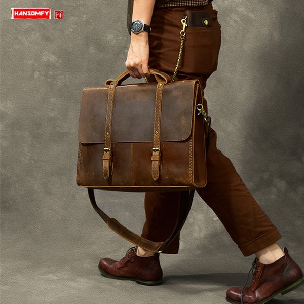 new crazy horse leather men briefcase head layer leather retro male handbags large capacity lapbag shoulder messenger bags
new crazy horse leather men briefcase head layer leather retro male handbags large capacity lapbag shoulder messenger bags