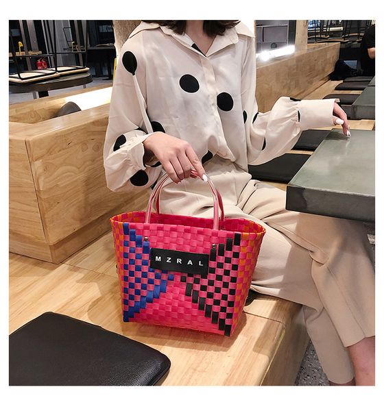 2019 new fashion casual women's bag pu woven mixed color letter print handbag outdoor beach bag
2019 new fashion casual women's bag pu woven mixed color letter print handbag outdoor beach bag