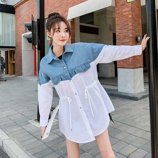 2020 spring runway patchwork denim blouse women plus size loose black white blouse blusas mujer single-breasted long shirt
2020 spring runway patchwork denim blouse women plus size loose black white blouse blusas mujer single-breasted long shirt