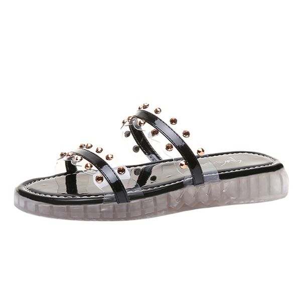 vogue slippers summer rivets transparent flat-bottomed slippers sandalsroman shoe british wind flat heel fashion slipper may 27, Black
vogue slippers summer rivets transparent flat-bottomed slippers sandalsroman shoe british wind flat heel fashion slipper may 27, Black