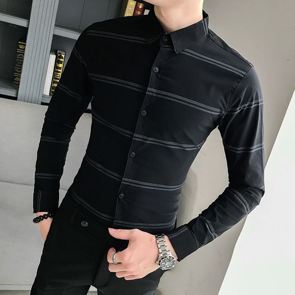 2019 new leisure shirt korean edition slim long sleeve shirt men's professional top, White;black
2019 new leisure shirt korean edition slim long sleeve shirt men's professional top, White;black