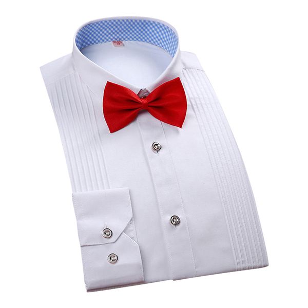 2020 new pleated front tuxedo shirt long sleeve wedding party dinner men's dress shirts brand clothing male shirt with bow tie, White;black
2020 new pleated front tuxedo shirt long sleeve wedding party dinner men's dress shirts brand clothing male shirt with bow tie, White;black