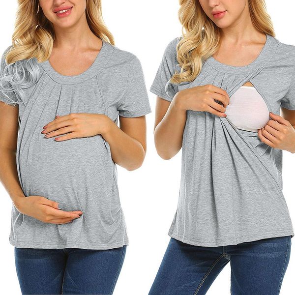women maternity pregnancy folding nursing baby breastfeeding t-shirt haut grossesse summer korean fashion woman clothing, White
women maternity pregnancy folding nursing baby breastfeeding t-shirt haut grossesse summer korean fashion woman clothing, White