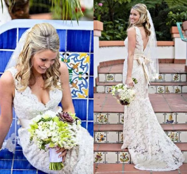 modest country wedding dresses mermaid full lace bridal gowns open back deep v neck plus size wedding dress sweep train, White
modest country wedding dresses mermaid full lace bridal gowns open back deep v neck plus size wedding dress sweep train, White