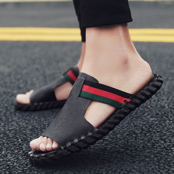 slippers male beach flip trawl outdoor red tide korean version of the word drag personality outer wear men's summer sandals and slipper, Black
slippers male beach flip trawl outdoor red tide korean version of the word drag personality outer wear men's summer sandals and slipper, Black
