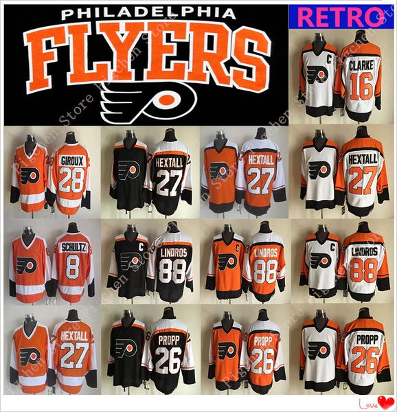 men's philadelphia flyers vintage version hockey jersey 28 giroux 16 clarke 88 lindros 27 hextall ccm jerseys, Black;red
men's philadelphia flyers vintage version hockey jersey 28 giroux 16 clarke 88 lindros 27 hextall ccm jerseys, Black;red