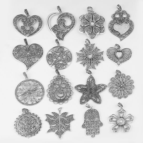 2pcs antique silver filigree lacework open heart flower leaf star mondala daisy pendant for necklace jewelry making findings
2pcs antique silver filigree lacework open heart flower leaf star mondala daisy pendant for necklace jewelry making findings