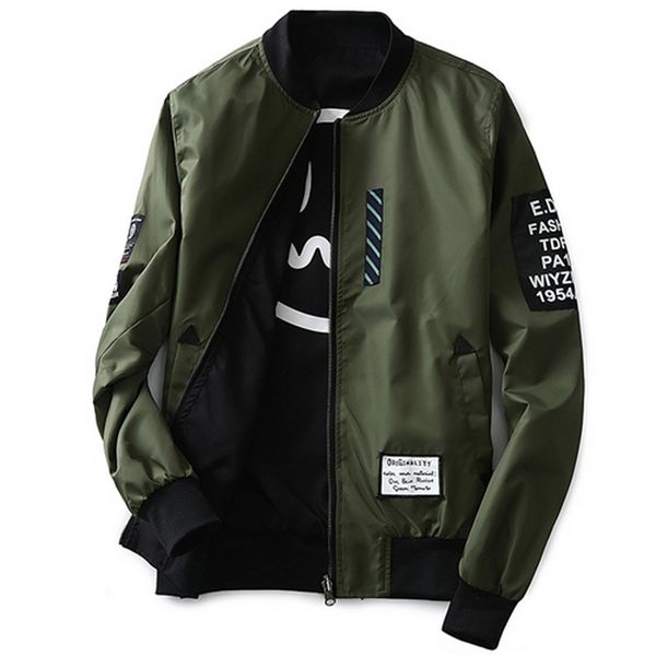 2019 autumn men pilot black jacket with patches green both side wear men thin wind breaker jacket coat, Black;brown
2019 autumn men pilot black jacket with patches green both side wear men thin wind breaker jacket coat, Black;brown