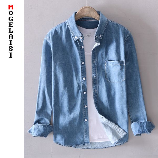 new 2020 men casual denim shirt 100%cotton solid long sleeve man blue shirt chemise homme plus size 4xl 18021, White;black
new 2020 men casual denim shirt 100%cotton solid long sleeve man blue shirt chemise homme plus size 4xl 18021, White;black